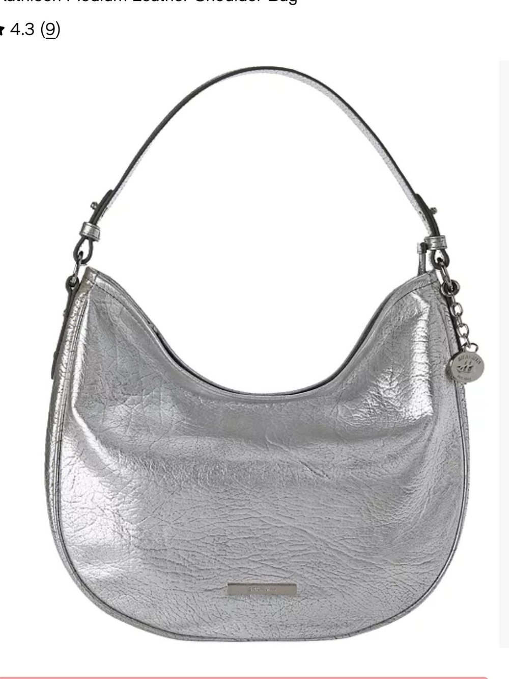 Brahmin Kathleen Shoulder Bag in a crinkle metallic silver leather
